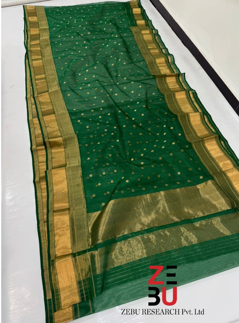 Nature's Grace- green chanderi silk saree