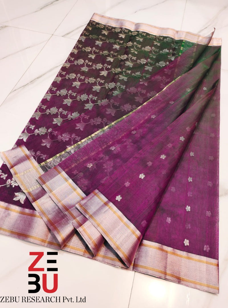 Purple Authentic Chanderi Silk Saree