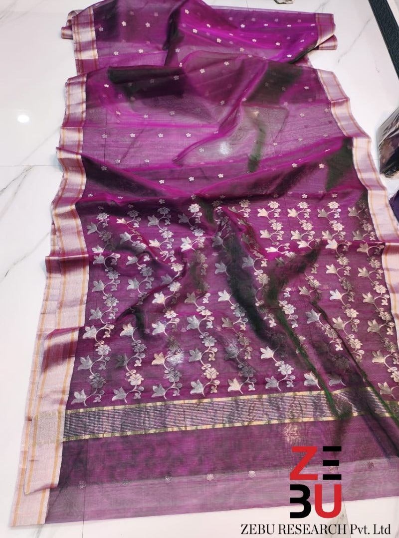 Purple Authentic Chanderi Silk Saree