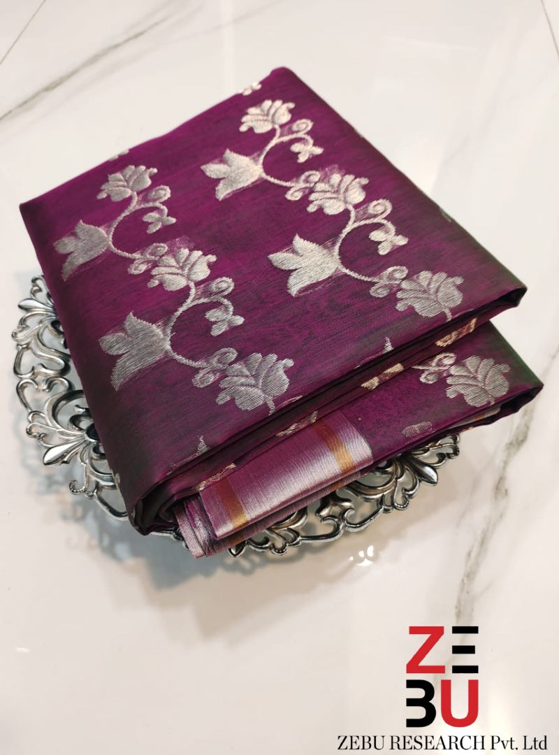 Purple Authentic Chanderi Silk Saree